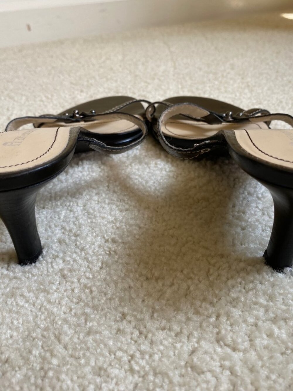 Vintage Y2K Etienne Aigner black leather strappy slide sandals, sz 9M - Picture 2 of 9